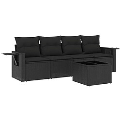 Maison Chic Salon de jardin 5 pcs avec coussins | Ensemble de Table et chaises | Mobilier d'Extérieur noir résine tressée -GKD27113