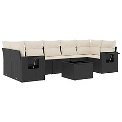 vidaXL Salon de jardin 8 pcs avec coussins noir résine tressée