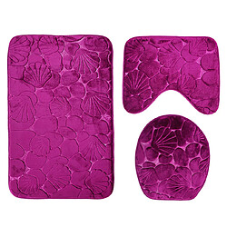 Universal 3pcs/set de mousse en flanelle absorbant absorbant lavable non coulissant tapis de salle de bains tapis de bains tapis de pieds tapis de toilette en U(Violet)