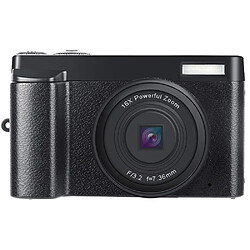 INF Appareil photo numérique 48 MP, HD 1080p, zoom 16x, écran rabattable Noir