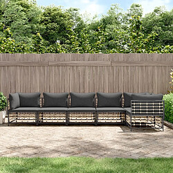 Maison Chic Salon de jardin 6 pcs + coussins - Mobilier/Meubles de jardin - Table et chaises d'extérieur anthracite résine tressée -MN11524