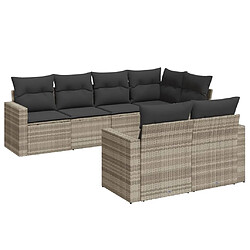 vidaXL Salon de jardin avec coussins 7 pcs gris clair résine tressée