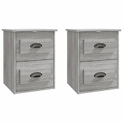 Maison Chic Lot de 2 Tables de Chevet murales - Tables de Nuit sonoma gris 41,5x36x53 cm