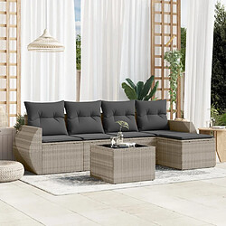 vidaXL Salon de jardin 6 pcs avec coussins gris clair résine tressée