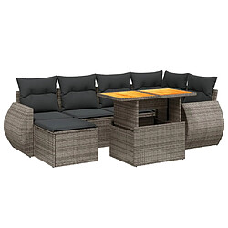 vidaXL Salon de jardin avec coussins 7 pcs gris résine tressée