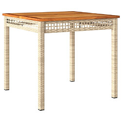 Maison Chic Table de jardin | Table d'extérieur beige 80x80x75 cm résine tressée et bois acacia -GKD44764