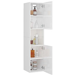 Acheter Maison Chic Armoire de salle de bain,Meuble de rangement,Meuble haut Blanc brillant 30x30x130 cm Aggloméré -GKD629866