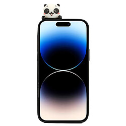 Coque en silicone Motif de dessin animé 3D, anti-chutte, anti-goutte pour votre iPhone 14 Pro - Panda à arc rouge