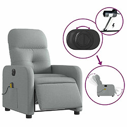 Maison Chic Fauteuil Relax pour salon, Fauteuil de massage inclinable électrique gris clair tissu -GKD44355 pas cher