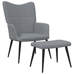 vidaXL Chaise de relaxation avec tabouret Gris clair Tissu