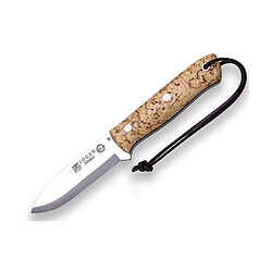 Couteau de chasse sportive Joker "Nordico" CL119-P, mango en bois de bouleau frisé et lame de 10 cm, fourreau en cuir brun, Outil pour la pêche, la chasse, le camping et la randonnée