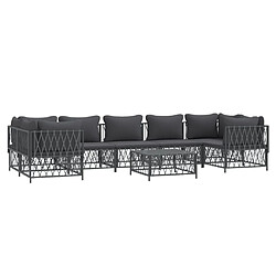 Avis Maison Chic Salon de jardin 8 pcs + coussins - Mobilier/Meubles de jardin - Table et chaises d'extérieur anthracite acier -MN60086