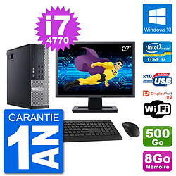 PC Dell 9020 SFF Ecran 27" Intel i7-4770 RAM 8Go Disque 500Go Windows 10 Wifi - Occasion