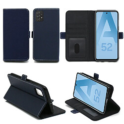 Xeptio Samsung Galaxy A52 4G / A52 5G Housse portefeuille bleue Protection à Rabat avec Porte Cartes - Etui bleu Folio Coque Antichoc