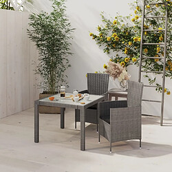 Maison Chic Mobilier à dîner 3 pcs de jardin - Ensemble table et chaises d'extérieur - Salon/Mobilier de jardin classique et coussins Résine tressée Gris -MN28972