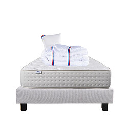 LUXURY LITERIE Ensemble matelas Purlux 90x190 cm + sommier gris ep20cm + oreiller + couette