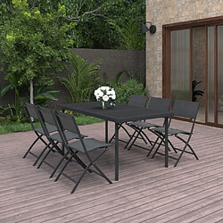 Maison Chic Salon de jardin de salle à manger 7 pcs,Table et Chaises d'extérieur,Mobilier de jardin Acier -MN12859