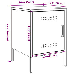 vidaXL Tables de chevet 2 pcs noir 36x39x50,5 cm acier pas cher