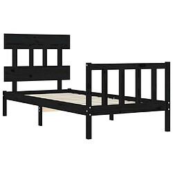 Maison Chic Cadre/structure de lit avec tête de lit pour adulte - Lit Moderne Chambre noir petit simple bois massif -MN11649 pas cher