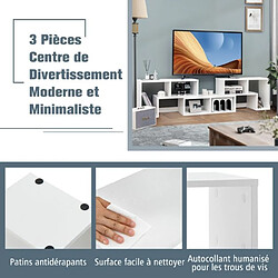 Helloshop26 Meuble tv 3 pièces 140 x 30 x 43 cm libre pour télévision jusqu’à 49 pouces pour salon chambre bureau en MDF blanc 20_0004913