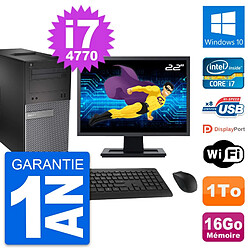 PC Tour Dell 3020 Ecran 22" Intel i7-4770 RAM 16Go Disque 1To Windows 10 Wifi - Occasion