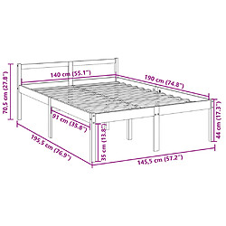 vidaXL Lit pour personne âgée sans matelas 140x190 cm bois pin massif pas cher