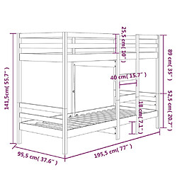 vidaXL Lit superposé sans matelas 90x190 cm bois de pin massif pas cher