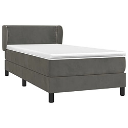 Avis Maison Chic Lit adulte- Lit + matelas,Sommier à lattes de lit et matelas Gris foncé 90x200 cm Velours -GKD89738