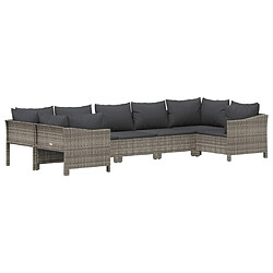 Avis Maison Chic Salon de jardin 7 pcs + coussins - Mobilier/Meubles de jardin - Table et chaises d'extérieur Gris Résine tressée -MN83550