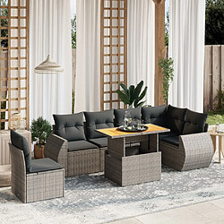 vidaXL Salon de jardin avec coussins 7 pcs gris résine tressée