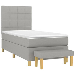 Avis Maison Chic Lit Adulte - Lit simple Lit à sommier tapissier et matelas moelleux - Meuble de Chambre - Gris clair 90x190 cm Tissu -MN42905