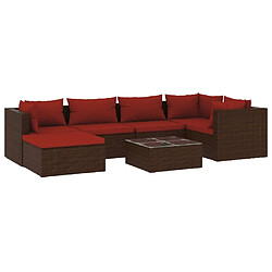 Maison Chic Salon de jardin 7 pcs + coussins - Mobilier/Meubles de jardin - Table et chaises d'extérieur Résine tressée Marron -MN99226