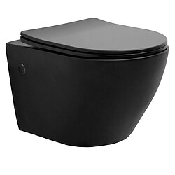 Ecd Germany Toilette suspendu sans rebord noir mat avec siège WC Soft Close salle de bain