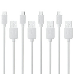 Wewoo Câble pour Samsung, Huawei, Xiaomi, LG, HTC et autres Smartphones 4 PCS 1 m haute vitesse Micro USB vers USB Data Cable de recharge de données Kits,