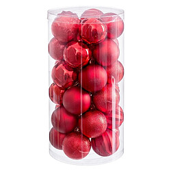 BigBuy Home Boules de Noël Rouge Plastique Ø 6 cm (30 Unités)