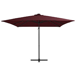 Helloshop26 Parasol mobilier de jardin déporté avec lumières led 250 x 250 cm rouge bordeaux 02_0008457