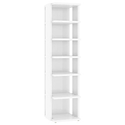 Maison Chic Armoire à Chaussures,Meuble de Rangement à Chaussures Blanc brillant 27,5x27x102 cm -MN99880