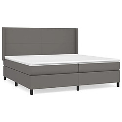 vidaXL Sommier à lattes de lit avec matelas Gris 200x200 cm Similicuir