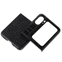 Avizar Coque Cuir pour Oppo Find N2 Flip Effet Croco Bords Surélevés Noir