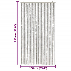 vidaXL Rideau anti-mouches gris clair et blanc 100x230 cm chenille pas cher