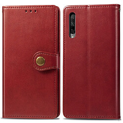 Wewoo Housse Coque Étui en cuir de protection pour téléphone portable avec boucle de couleur unie rétro lanière et cadre photo et fente carte et portefeuille et fonction de support Huawei Honor 9X Pro rouge