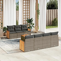 Maison Chic Salon de jardin 8 pcs avec coussins | Ensemble de Table et chaises | Mobilier d'Extérieur gris résine tressée -GKD82329