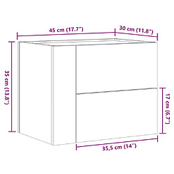 vidaXL Table de chevet murale chêne fumé 45x30x35 cm pas cher