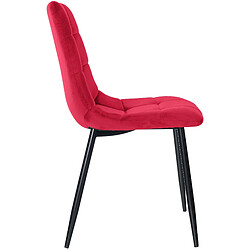 Decoshop26 Lot de 2 chaises de salle à manger coutures décoratives en tissu velours rouge et pieds en métal noir 10_0001570