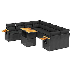 Maison Chic Ensemble Tables et chaises d'extérieur 9 pcs avec coussins,Salon de jardin noir résine tressée -GKD927875