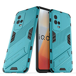 Coque en TPU anti-choc avec béquille bleu clair pour votre Vivo iQOO 8