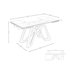 Angel Cerda Table à manger à rallonge rectangulaire verre trempé pas cher