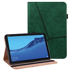 Etui en PU ligne de couture avec support et porte-cartes vert pour votre Huawei MediaPad M5 lite 10