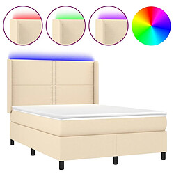 Sommier à lattes et matelas LED,Cadre à lattes de lit pour Adulte Crème 140x190 cm Tissu -MN38176