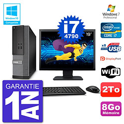 PC Dell 3020 SFF Ecran 19" Intel i7-4790 RAM 8Go Disque 2To Graveur DVD Wifi W7 - Occasion